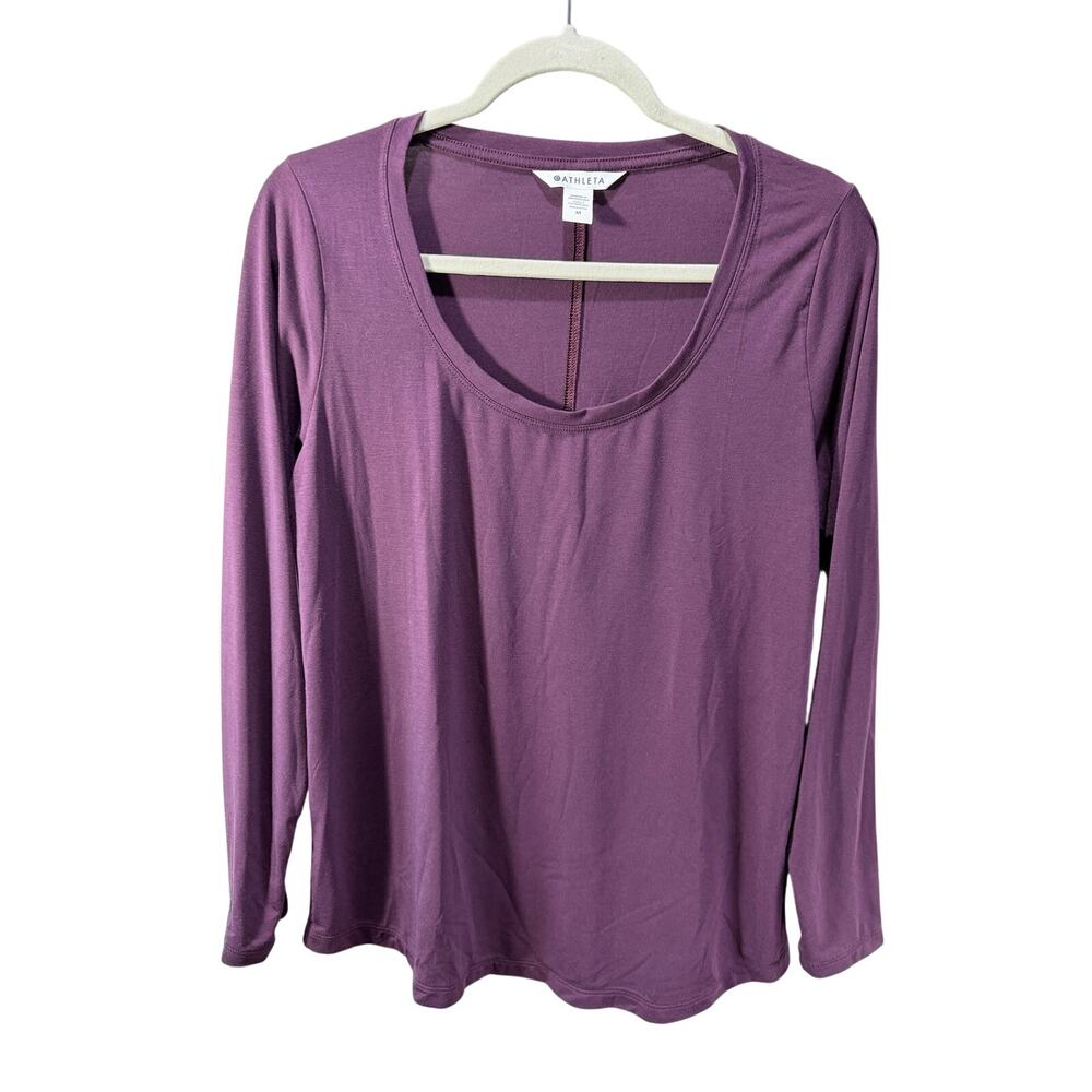 Athleta Womens Long Sleeve Plum Purple Workout Gym Athletic Shirt size Medium